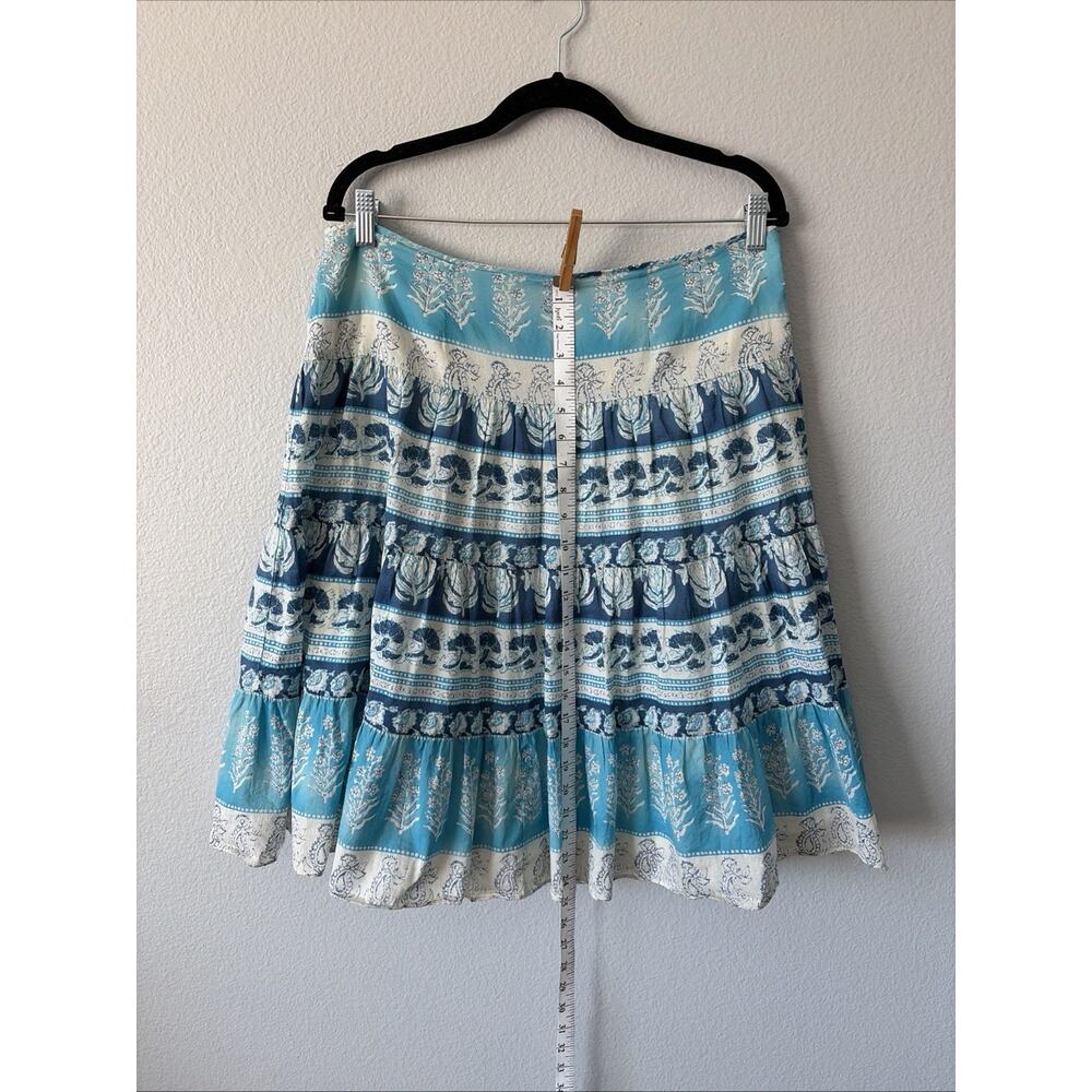 Chaps Denim Skirt Cotton Navy/Turquoise/White Knee Length A-lined Skirt Size 10